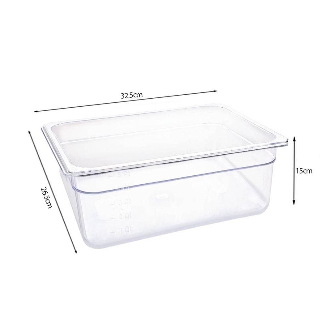 SOGA 150mm Clear Gastronorm GN Pan 1/2 Food Tray Storage Bundle of 2 with Lid