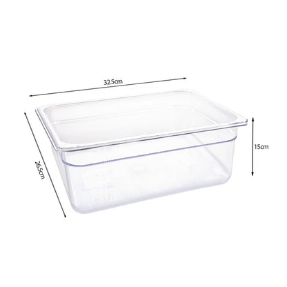 SOGA 150mm Clear Gastronorm GN Pan 1/2 Food Tray Storage Bundle of 2 with Lid