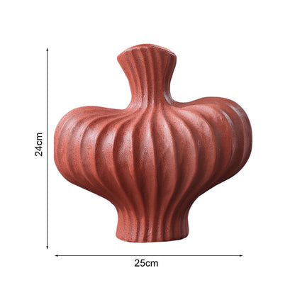 SOGA 25X24cm Ornament Matte Red Small Vases Countertop Decoration Accessories Porch Crafts Home Decor