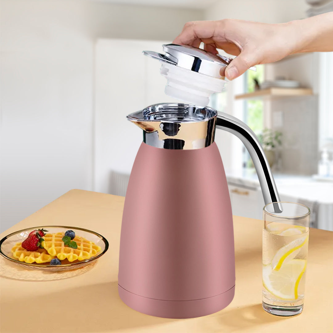 SOGA 2.2L Stainless Steel Insulated Water Bottle Vacuum Flask Water Coffee Jug Thermal Pink