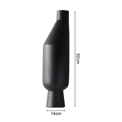 SOGA 2X 14x52cm Ornament Black Minimalist Vases with Narrow Neck Rounded Body for Modern Home Decor