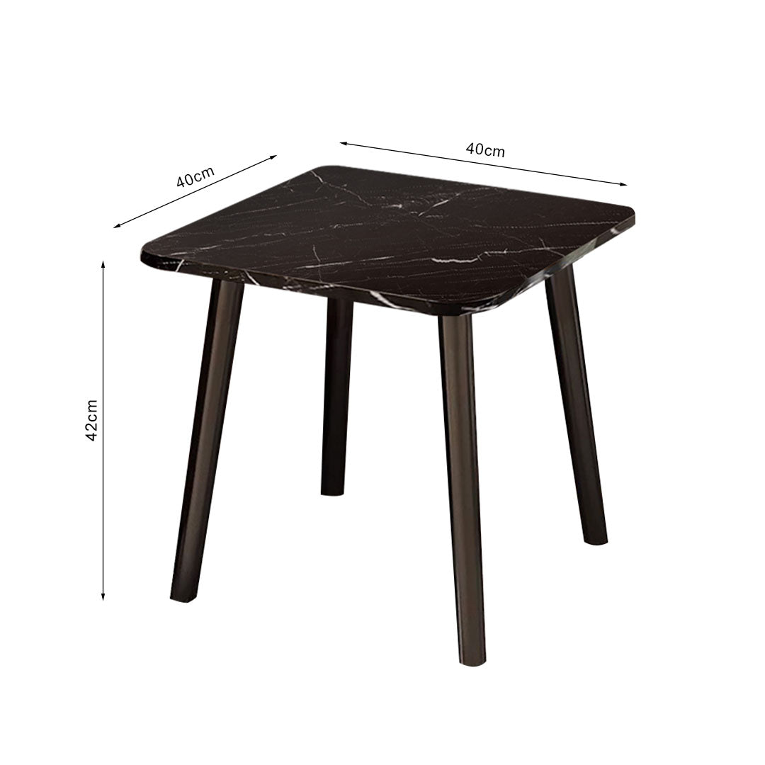 SOGA 2X 40cm Black Ceramic Table Stone Pattern Compact Modern Design with Black Metal Legs
