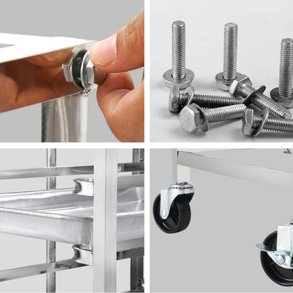 SOGA 2X Gastronorm Trolley 16 Tier Stainless Steel Bakery Trolley Suits GN 1/1 Pans