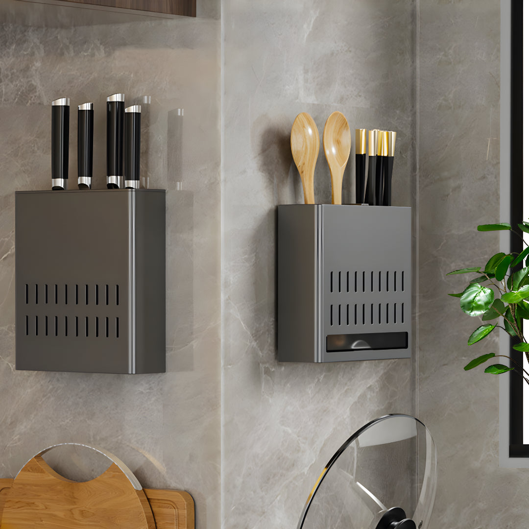 SOGA 2X Wall Mounted Kitchen Utensil Storage Rack Spoon Fork Chopstick Space-Saving Organiser