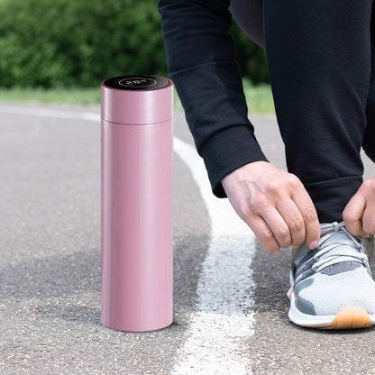 SOGA 2X 500ML Stainless Steel Smart LCD Thermometer Display Bottle Vacuum Flask Thermos Pink