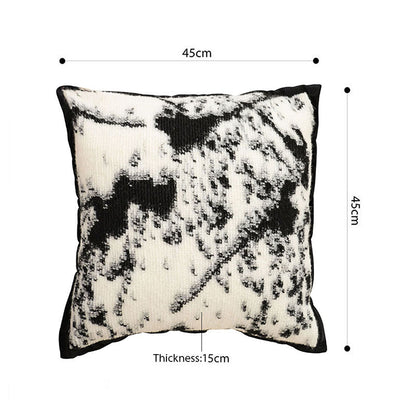 SOGA 2X45cm Light Vintage Leopard Print Black & White Ink Splatter Wide-Edge SquareThrow Pillow