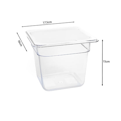 SOGA 150mm Clear Gastronorm GN Pan 1/6 Food Tray Storage Bundle of 4 with Lid