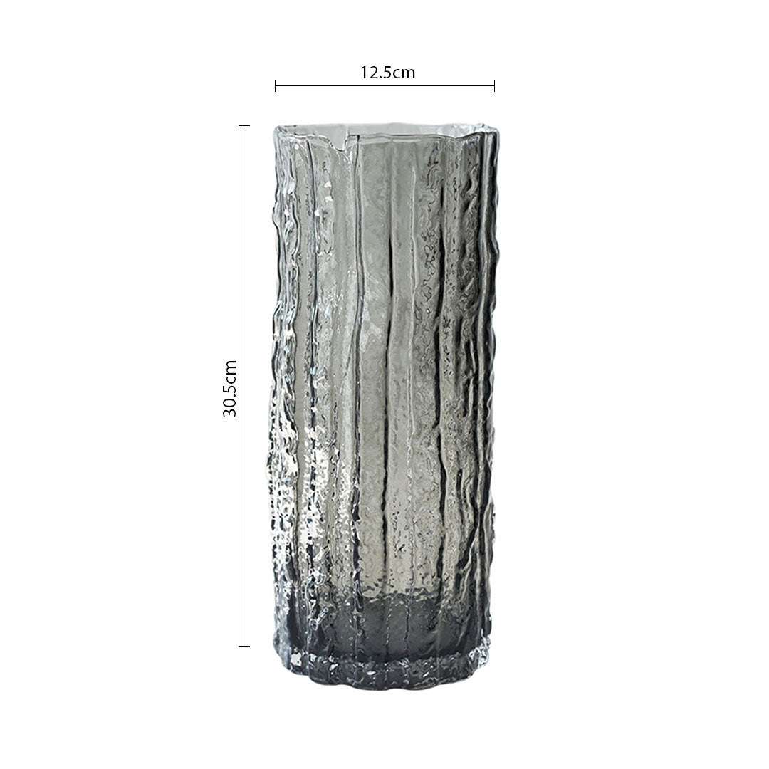 SOGA 30.5cm Handcrafted Grey Glass Vase, Classic Design for Home Decor