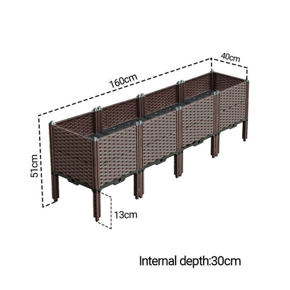 SOGA 160cm Raised Planter Box Vegetable Herb Flower Outdoor Plastic Plants Garden Bed with Legs Deepen