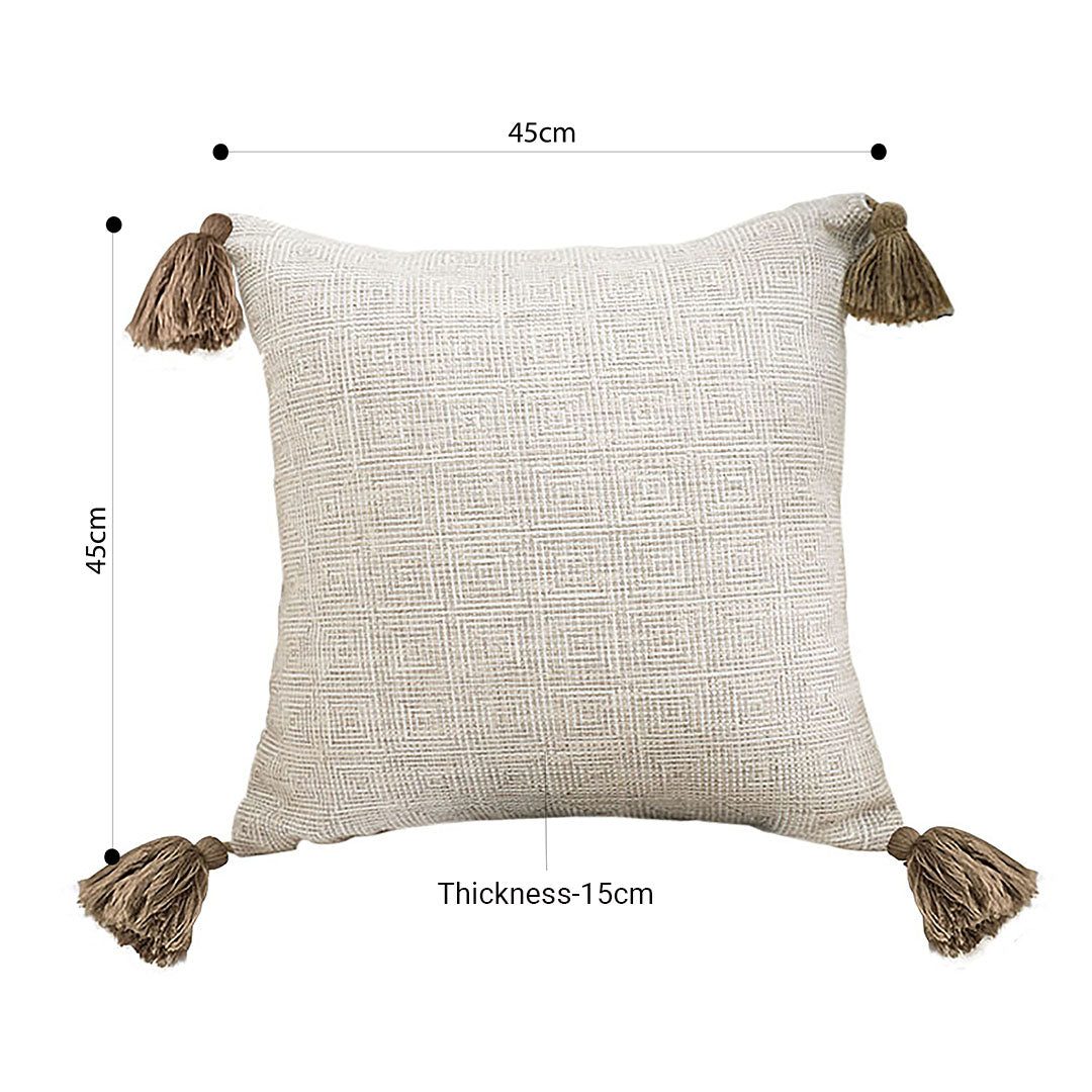 SOGA 45cm Beige Pillow Textured Throw Cover Luxurious Rib Knit Ribbed Cotton Throw Pillow