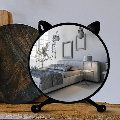 SOGA 2X 30cm Black Smart Makeup Bedroom Table Mirror Cat Ear Style No LED Light