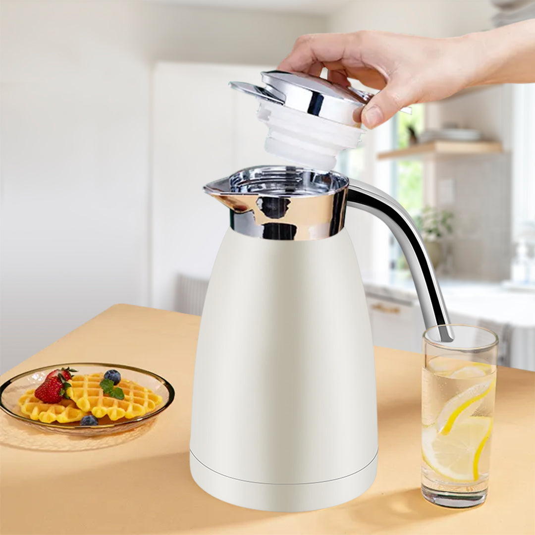 SOGA 2.2L Stainless Steel Insulated Water Bottle Vacuum Flask Water Coffee Jug Thermal White