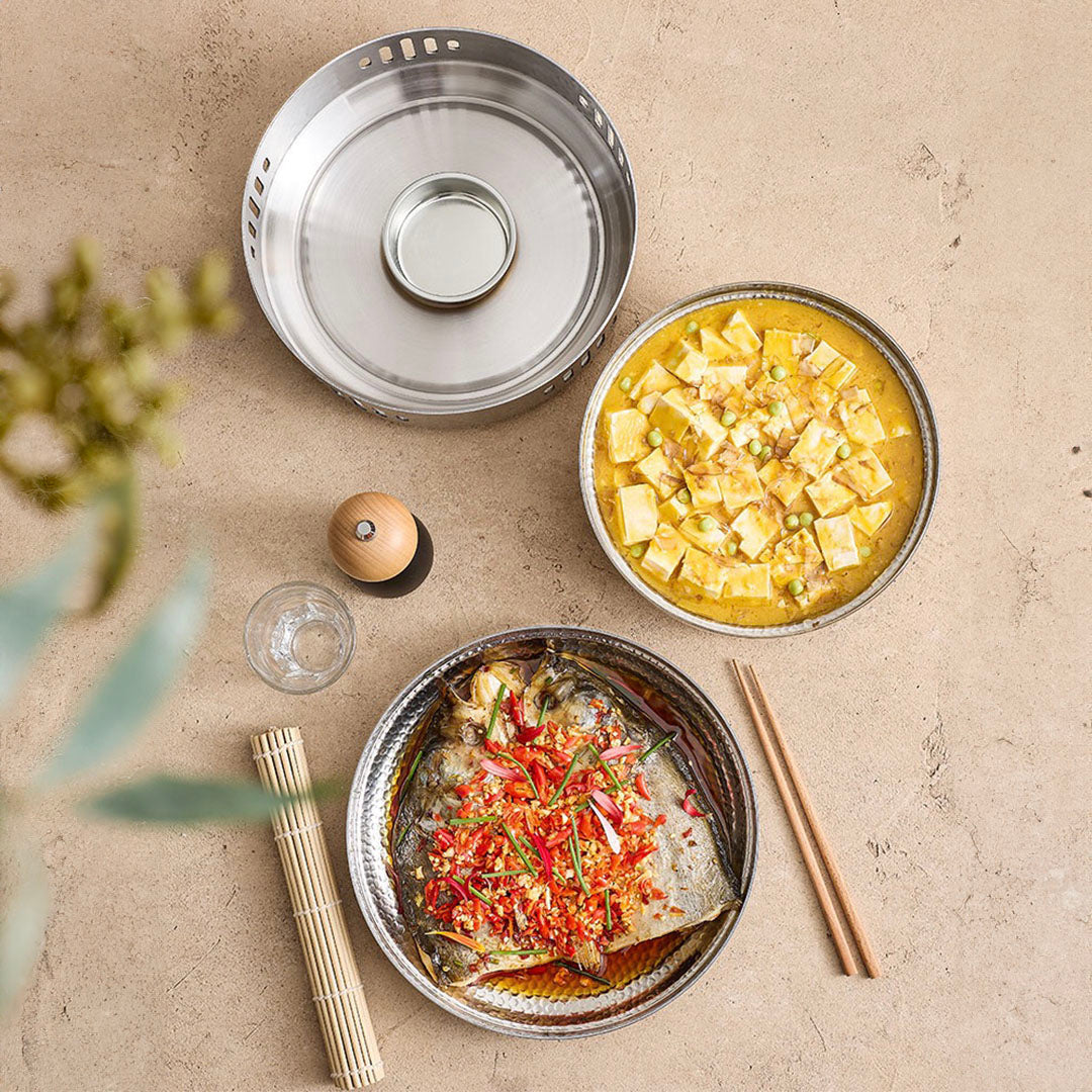 SOGA 26cm Dry Pot with Hammered Texture, Natural Silver Color, a Kitchen Essential