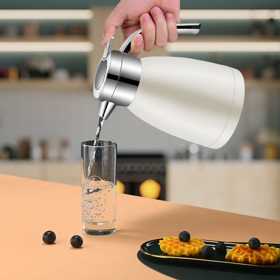 SOGA 2.2L Stainless Steel Insulated Water Bottle Vacuum Flask Water Coffee Jug Thermal White