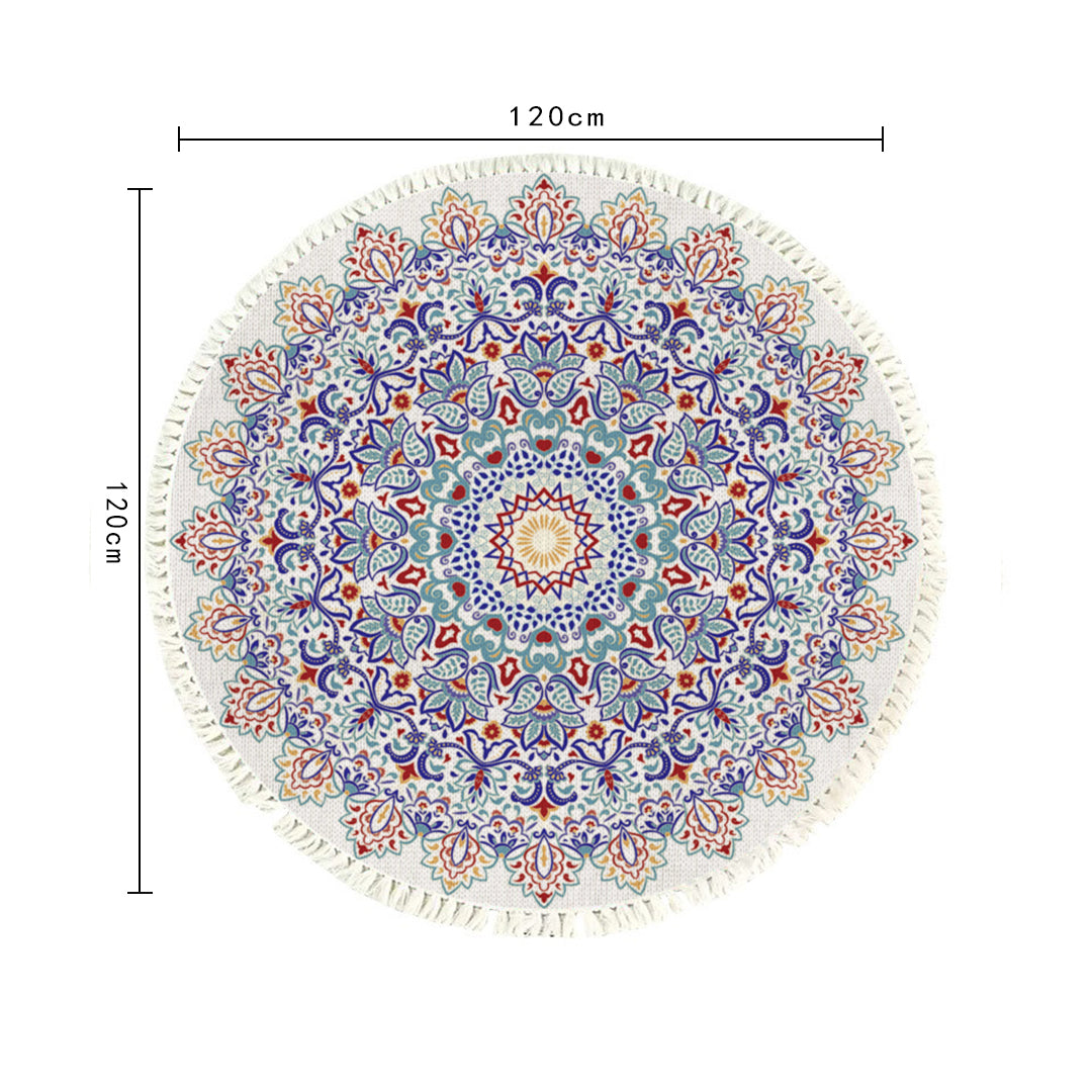 SOGA 120cm Mandala Round Area Thick Anti-slip Doormat, Home Decor