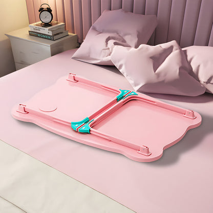 SOGA 2X Pink Portable Bed Table Adjustable Folding Mini Desk With Mini Drawer and Cup-Holder Home Decor