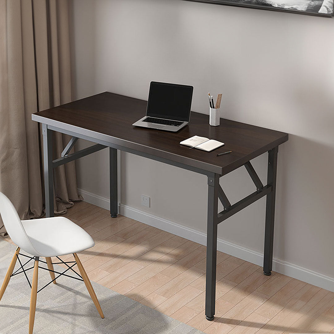 SOGA 120x60  Walnut Foldable Computer Study Table Easy Assembly Desk No Chair