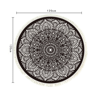 SOGA 2X 120cm Mandala Modern Ethnic Tassel Print Anti-slip Doormat, Home Decor