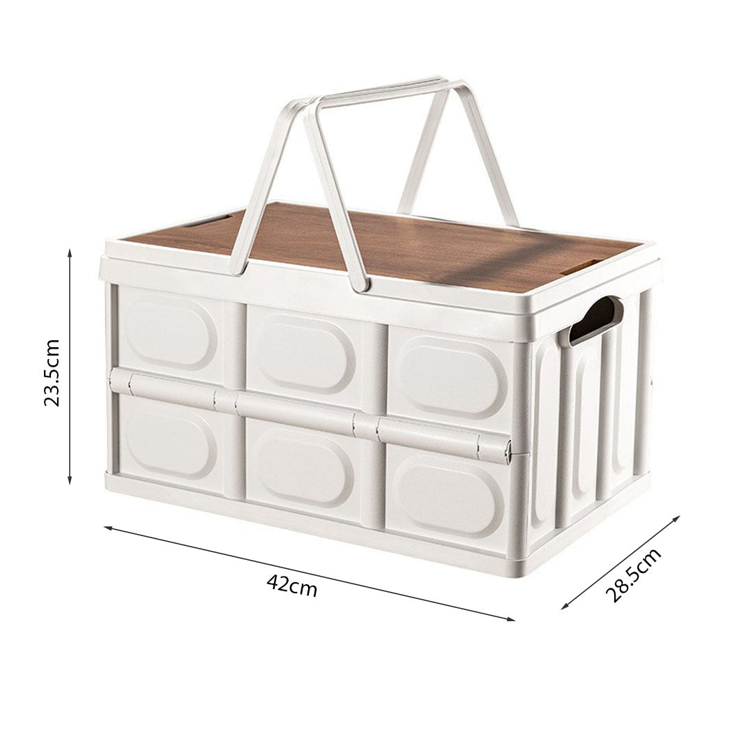 SOGA 2X 30L White Car & Camping Foldable Storage Box Crate Stackable Container with Handle