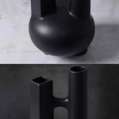 SOGA 2X Ornament Modern Geometric Vase Minimalist Double Tube Abstract Sculpture for Home Décor