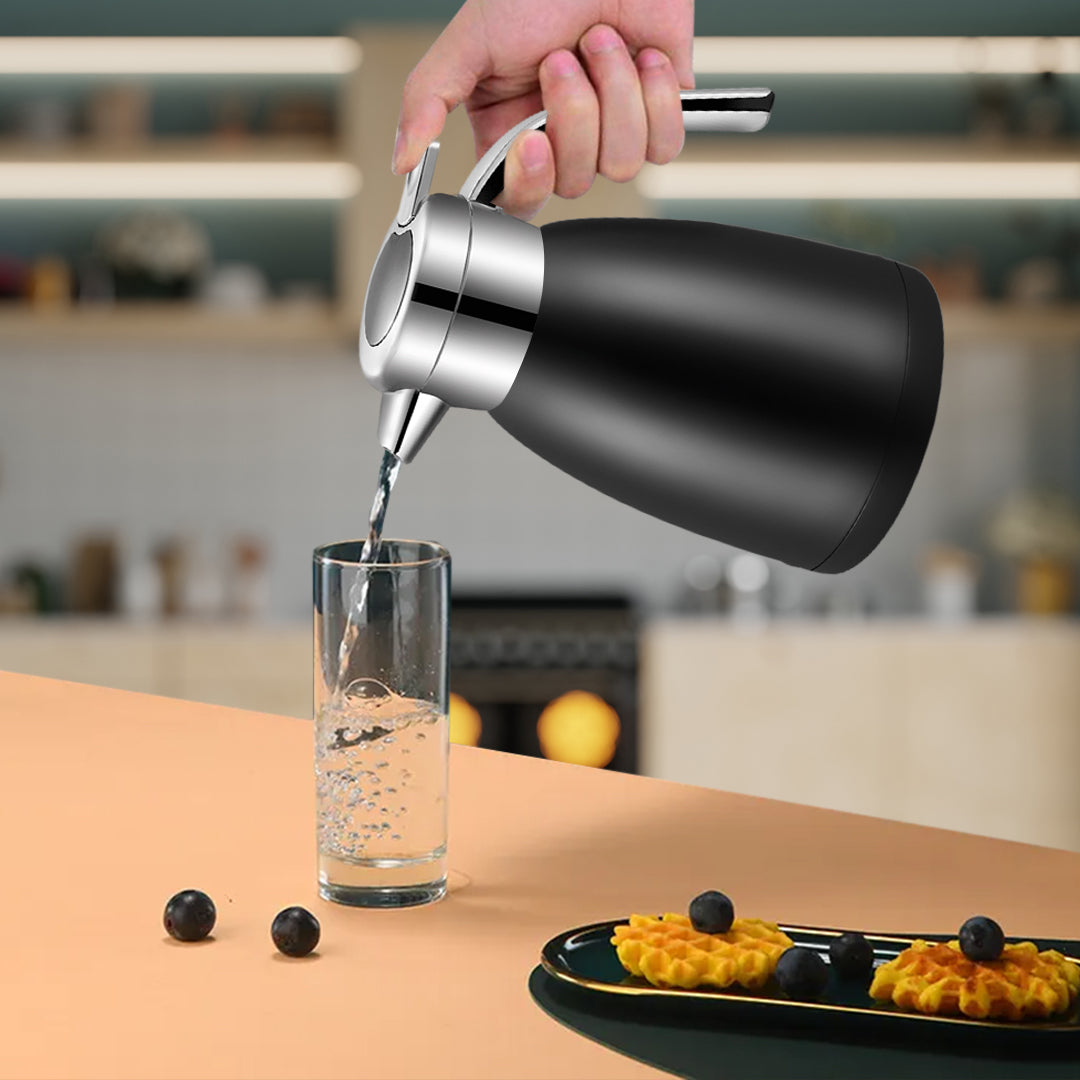 SOGA 2X 1.8L Stainless Steel Water Bottle Insulated Vacuum Flask Coffee Jug Thermal Black