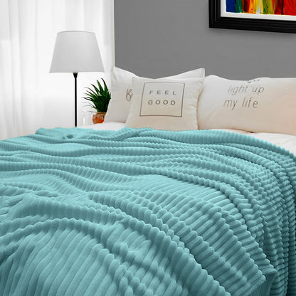 SOGA 2X Throw Blanket Warm Cozy Striped Pattern Thin Flannel Coverlet Fleece Bed Sofa Comforter