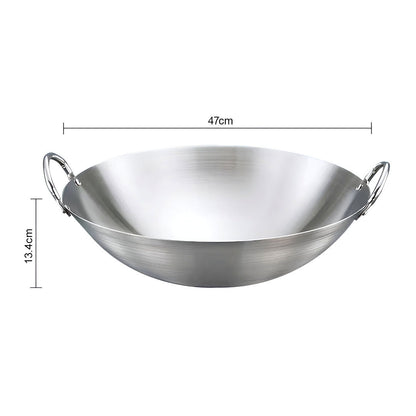 SOGA 47cm Stainless Steel Kitchen Cooking Wok with 2 Sturdy Handles