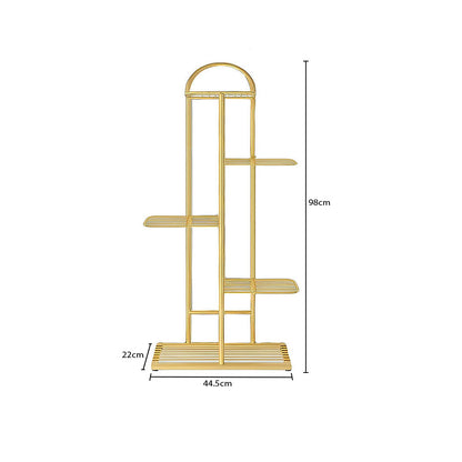 SOGA 2X 5 Tier 6 Pots Gold Metal Plant Stand Flowerpot Display Shelf Rack Indoor Home Office Decor