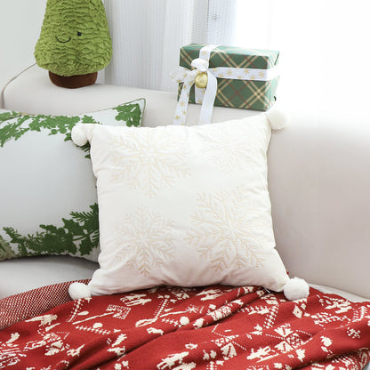 SOGA 2X 45cm Throw Pillow White Soft Plush Christmas Snowflake Ball Square For festive Holiday