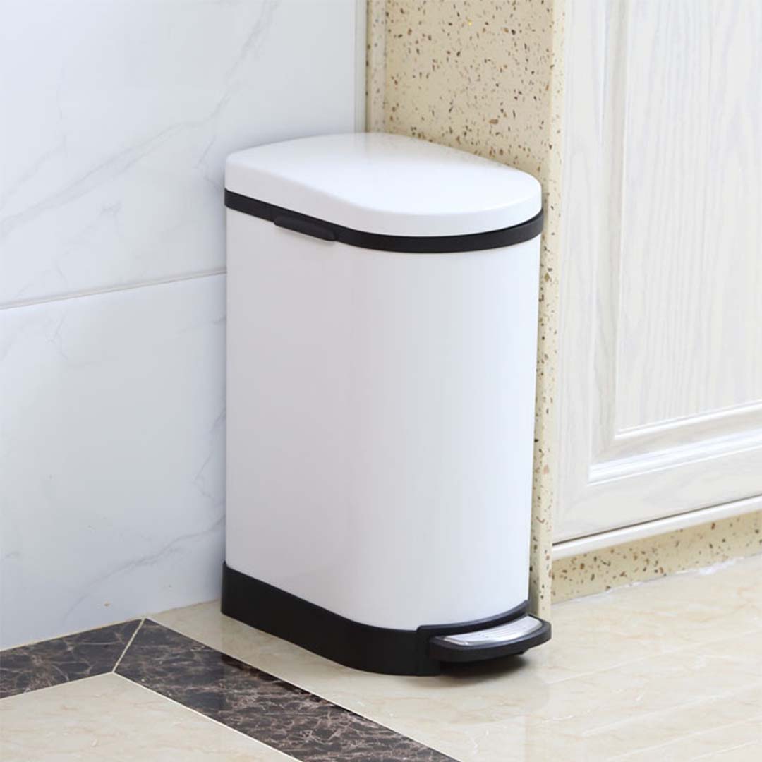 SOGA 4X Foot Pedal Stainless Steel Rubbish Recycling Garbage Waste Trash Bin U White 10L