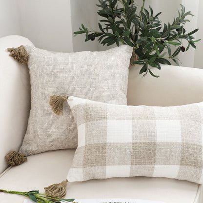 SOGA 2X 45cm Beige Pillow Textured Throw Cover Luxurious Rib Knit Ribbed Cotton Throw Pillow
