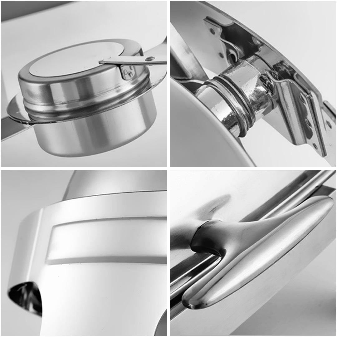 SOGA 2X 6L Round Chafing Stainless Steel Food Warmer with Glass Roll Top