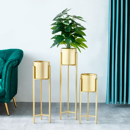 SOGA 2X 90cm Gold Metal Plant Stand with Flower Pot Holder Corner Shelving Rack Indoor Display