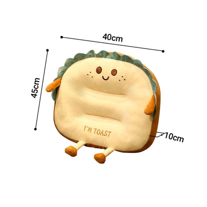 SOGA 2X Smiley Face Toast Bread Cushion Stuffed Car Seat Plush Cartoon Back Support Pillow Home Decor