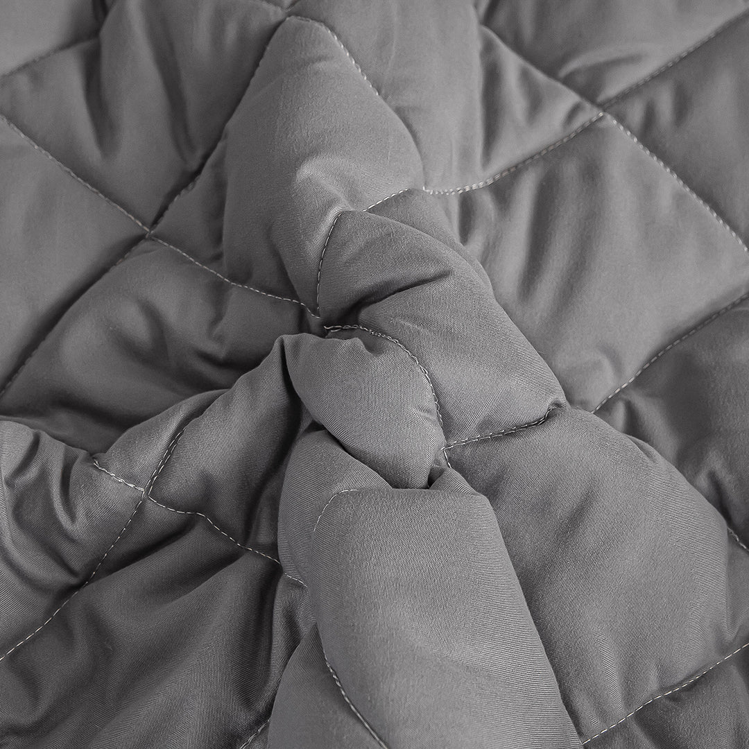 SOGA 2X Grey 138cm Wide Cross-Hatch Mattress Cover Thick Quilted Stretchable Bed Spread Sheet Protector with Pillow Covers