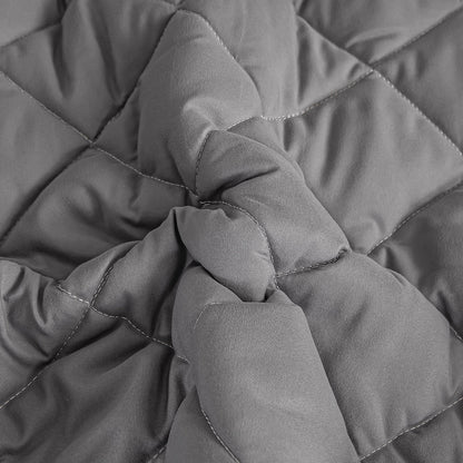 SOGA 2X Grey 138cm Wide Cross-Hatch Mattress Cover Thick Quilted Stretchable Bed Spread Sheet Protector with Pillow Covers