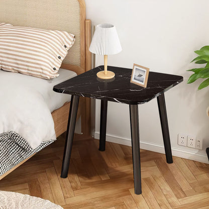 SOGA 40cm Black Ceramic Table Stone Pattern Compact Modern Design with Black Metal Legs