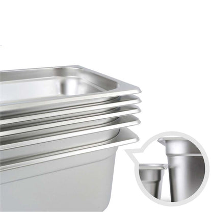 SOGA 12X Gastronorm GN Pan Full Size 1/2 GN Pan 6.5cm Deep Stainless Steel Tray With Lid