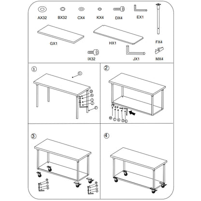 SOGA 100cm Commercial Catering Kitchen Stainless Steel Prep Work Bench Table with Wheels