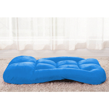 SOGA 4X Foldable Lounge Cushion Adjustable Floor Lazy Recliner Chair with Armrest Blue