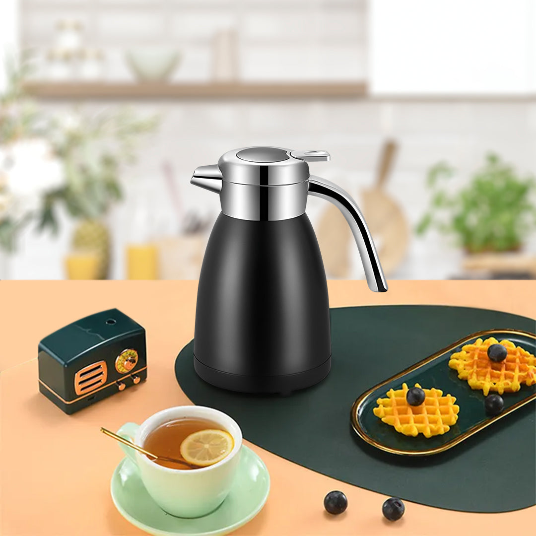 SOGA 2X 1.8L Stainless Steel Kettle Insulated Vacuum Flask Water Coffee Jug Thermal Black