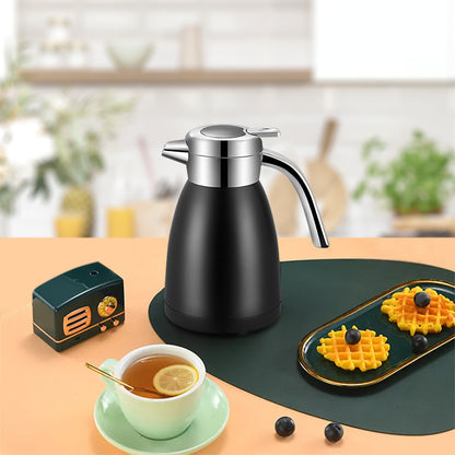 SOGA 2X 1.8L Stainless Steel Kettle Insulated Vacuum Flask Water Coffee Jug Thermal Black