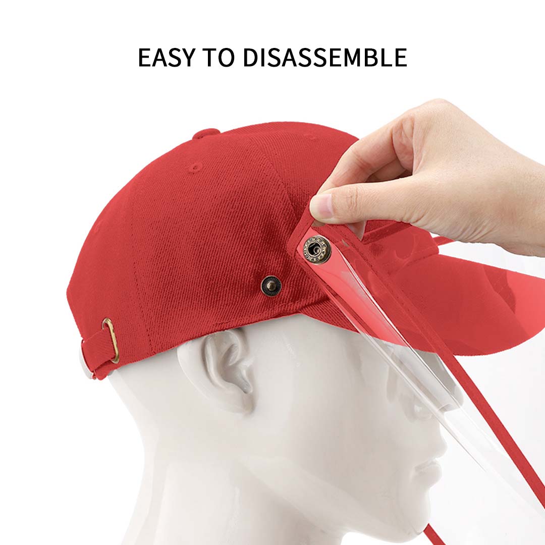 Outdoor Protection Hat Anti-Fog Pollution Dust Protective Cap Full Face HD Shield Cover Kids Red