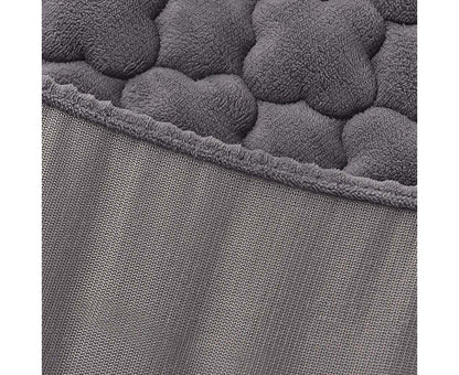 SOGA 2X Grey 153cm Wide Mattress Cover Thick Quilted Fleece Stretchable Clover Design Bed Spread Sheet Protector with Pillow Covers