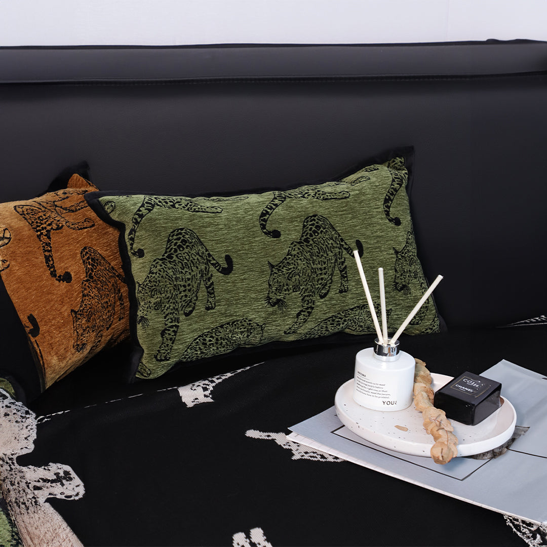 SOGA 30cm Throw Pillow Green Leopard Lumbar Decorative Cushion for Living Room