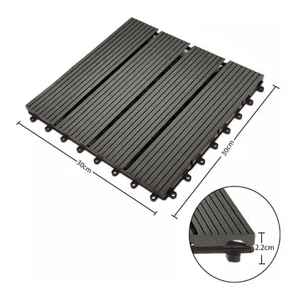SOGA 2X 11 pcs Grey DIY Wooden Composite Decking Tiles Garden Outdoor Backyard Flooring Home Decor