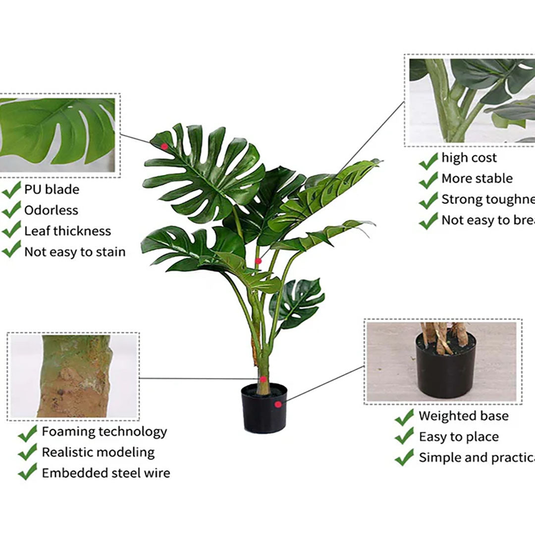SOGA 2X 120cm Artificial Green Indoor Turtle Back Fake Decoration Tree Flower Pot Plant