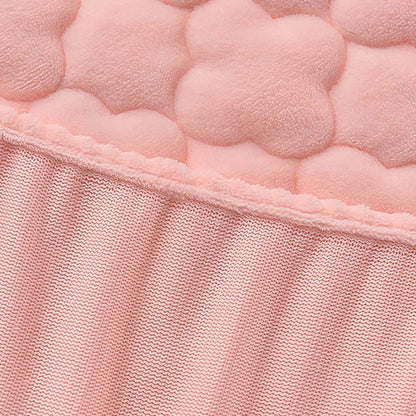 SOGA 2X Pink 183cm Wide Mattress Cover Thick Quilted Fleece Stretchable Clover Design Bed Spread Sheet Protector with Pillow Covers