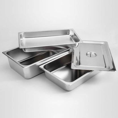 SOGA 6X Gastronorm GN Pan Full Size 1/1 GN Pan 2cm Deep Stainless Steel Tray With Lid