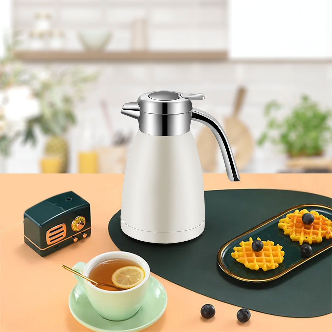 SOGA 1.8L Stainless Steel Water Bottle Insulated Vacuum Flask Coffee Jug Thermal White
